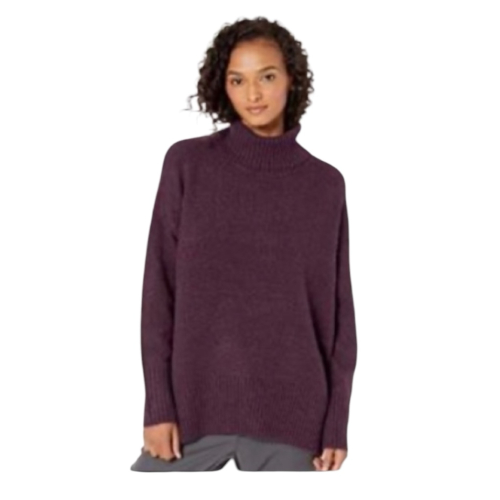 Daily Ritual Wool Blend Cowl Neck Sweater Burgundy XXL